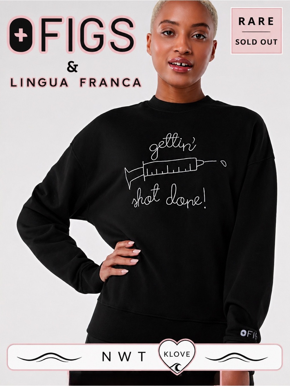 RARE FIGS x Lingua Franca “Gettin’ Shot Done” Sweatshirt – NWT XL